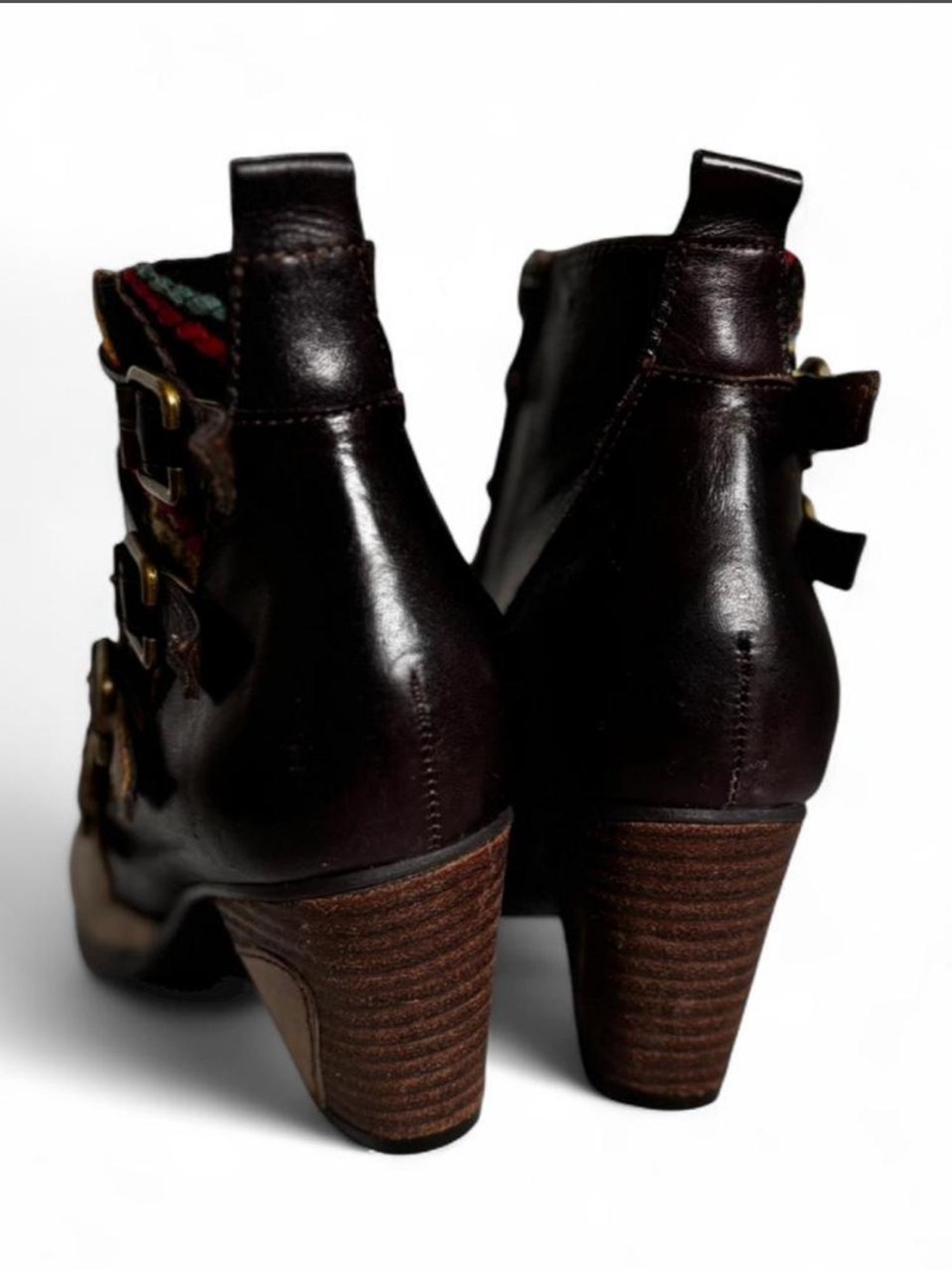 Boho Artsy Maximalist Multicolor Leather Women’s Size 40 Spring Step Ankle Boots - Picture 5 of 8